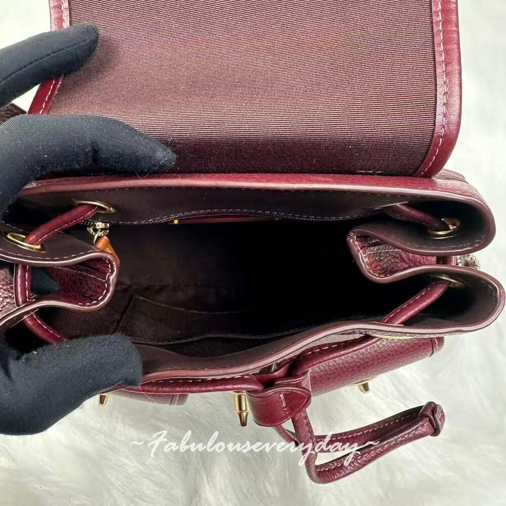 Coach Hadley Backpack In Leather Brass/Dark Wine CBH09 NWT - Picture 7 of 8